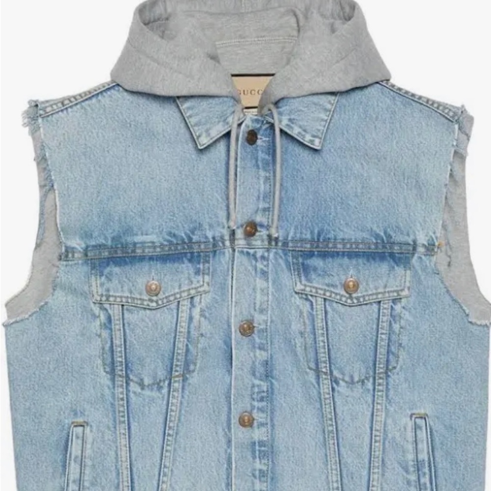 Men’s Gucci Hollywood Babylon layered denim vest sz 48